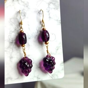 Elegant Purple Grape Cluster Earrings